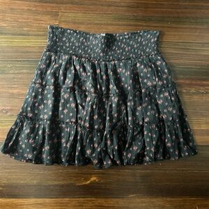 Floral Black Skirt